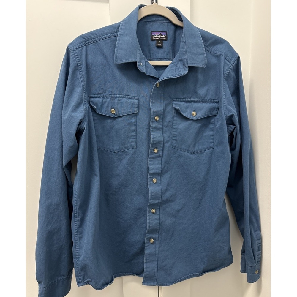 Patagonia Organic Cotton Mens Medium Blue All-Wear Long Sleeve Shirt